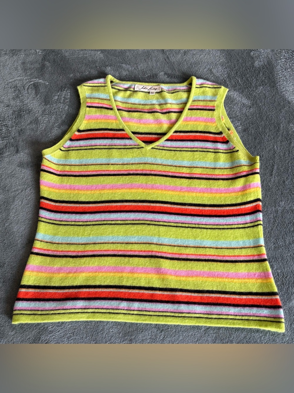 John Laing Women's Vintage Cashmere Sweater Vest Size M Multicolor Festive Retro